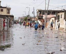 Quartier inondé aux Gonaïves.